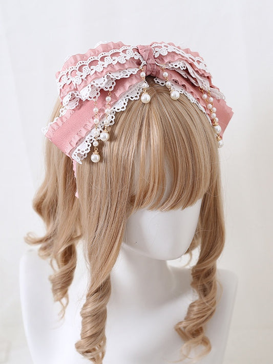 Charms Lolita Bead KC Rosa Mehrschichtige Spitze und Weiß Mit Wunderschöner Schleife