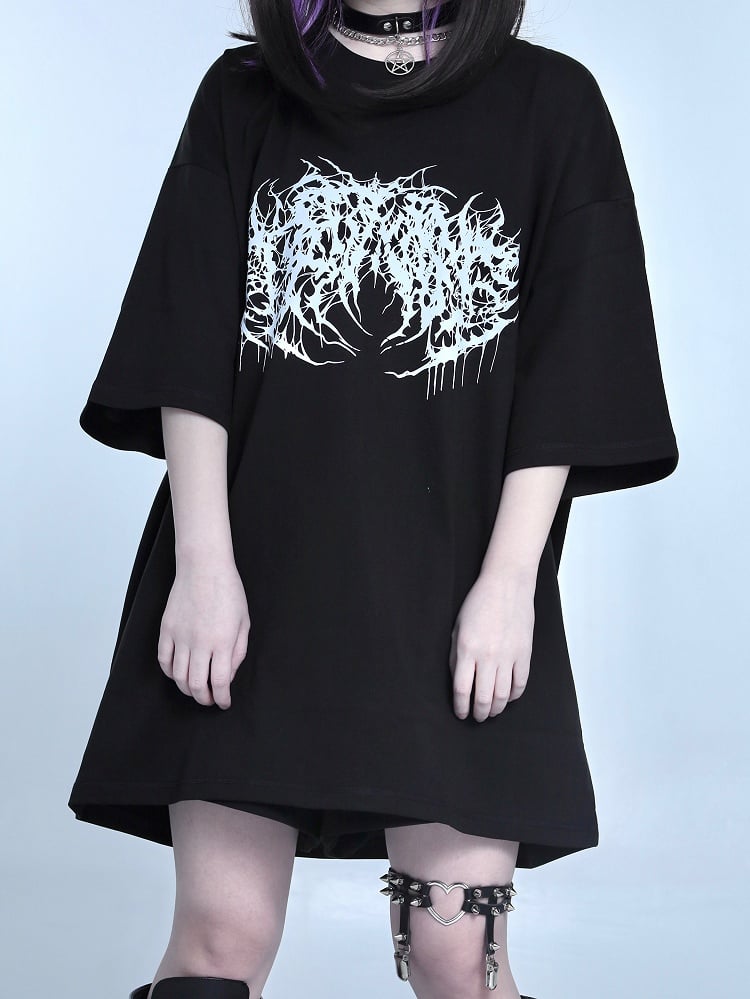 Jirai Top Oversized Round Neck Kei Black