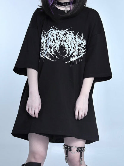 Jirai Top Oversized Round Neck Kei Black