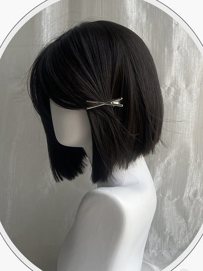 Black Tea Shoulder Length Straight Synthetic Wig