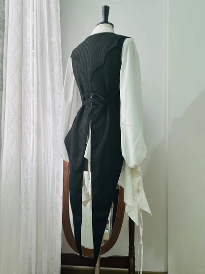 Gothic Ouji Swallow Curved Hem Wings and Black Waistcoat Collar Tail Lolita Bat