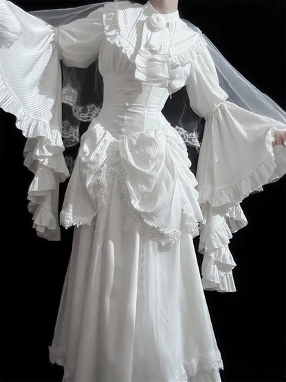 Gothic Skirt White Aristocrat Bust Lolita Boned Waist Under Corset High