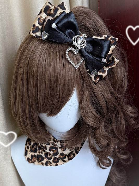 Crown Hairclip And Color Leopard Heart 5 Neck Rhinestone Bowknot Accessory Decorated Options With Pattern