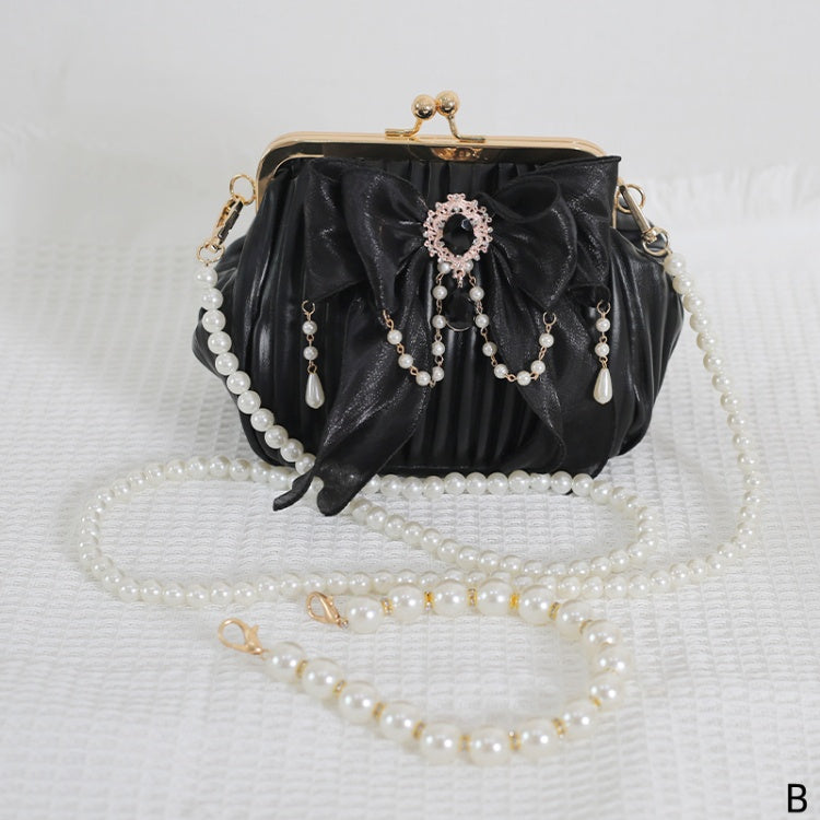 Handmade Bowknot Black White Vintage Bag