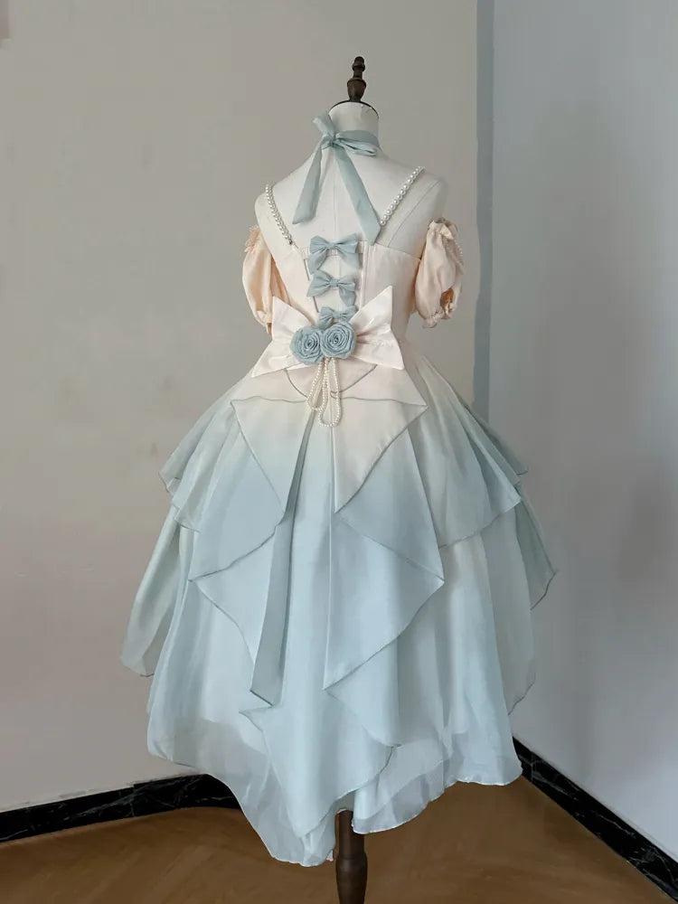 Lila Rosen Rosa Grün / Schleife Blau Schleppe