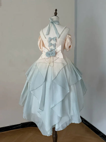 Lila Rosen Rosa Grün / Schleife Blau Schleppe