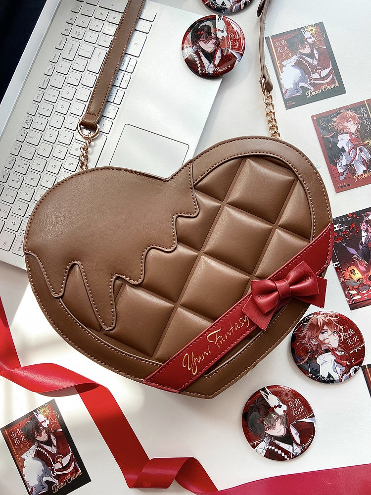 with - Brown Bag Strap Lolita Heart-shaped Ita Comes Adjustable