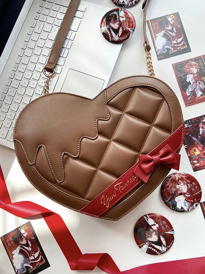 with - Brown Bag Strap Lolita Heart-shaped Ita Comes Adjustable
