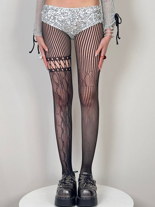 6 Farbstrumpfhosen, asymmetrische Optionen, Y2K-Ausschnitt-Designdetails