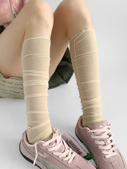 Under-Knee Beige/Pink/White/Nude Loose Stockings
