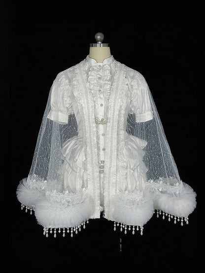 White Shorts Bloomer Shirt All Prince Lolita High - Set Outfit Cape + Waist Full Ouji Short Sleeves