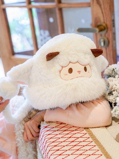 White Cute Lamb Plush Winter Hat