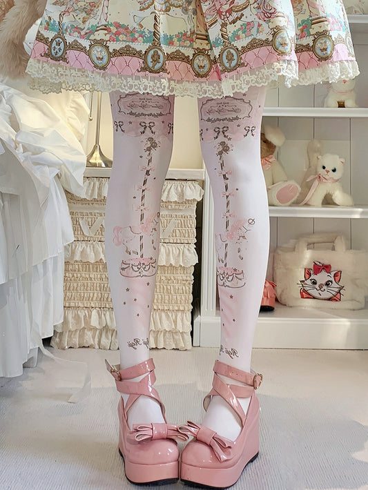 Carousel Print Sweet Lolita Tights
