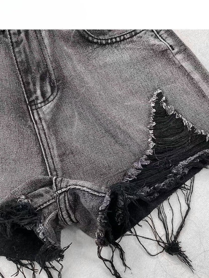 Hem Shorts Raw Bittersweet Distressed Gray Denim Holes