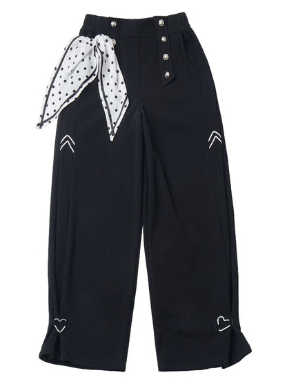 Black Polka Dot Bow Sweatpants