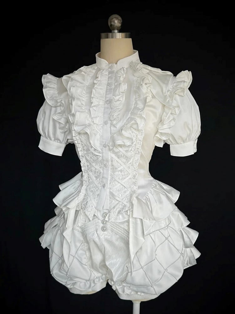 White Lolita Bloomer Prince Shorts High Ouji Boned Waist
