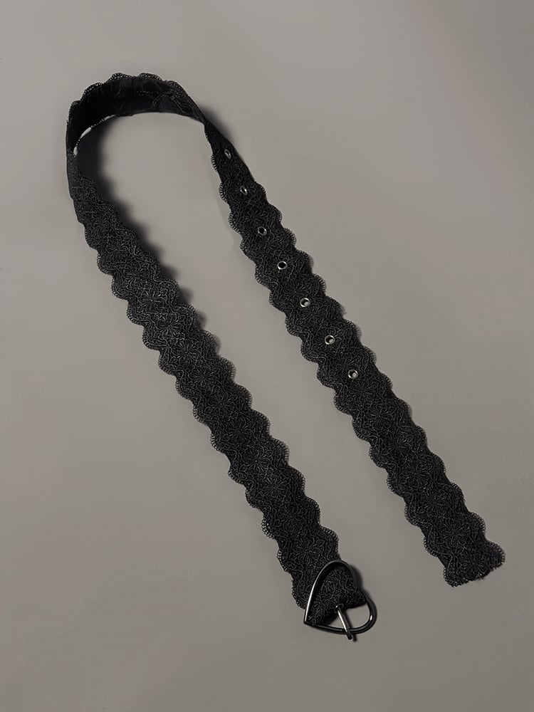 Heart Black Belt White Buckle / Red