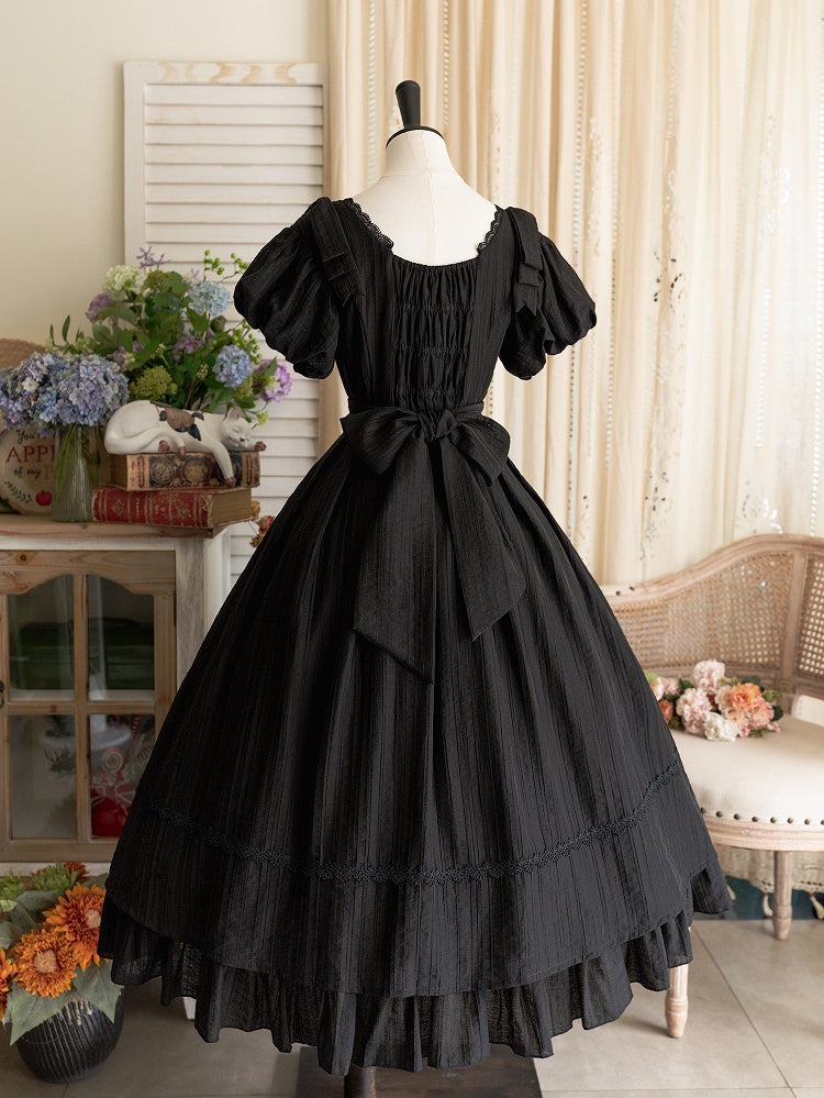 Dress Elegant Vintage Princess Black Classic Lolita Puff Sleeves