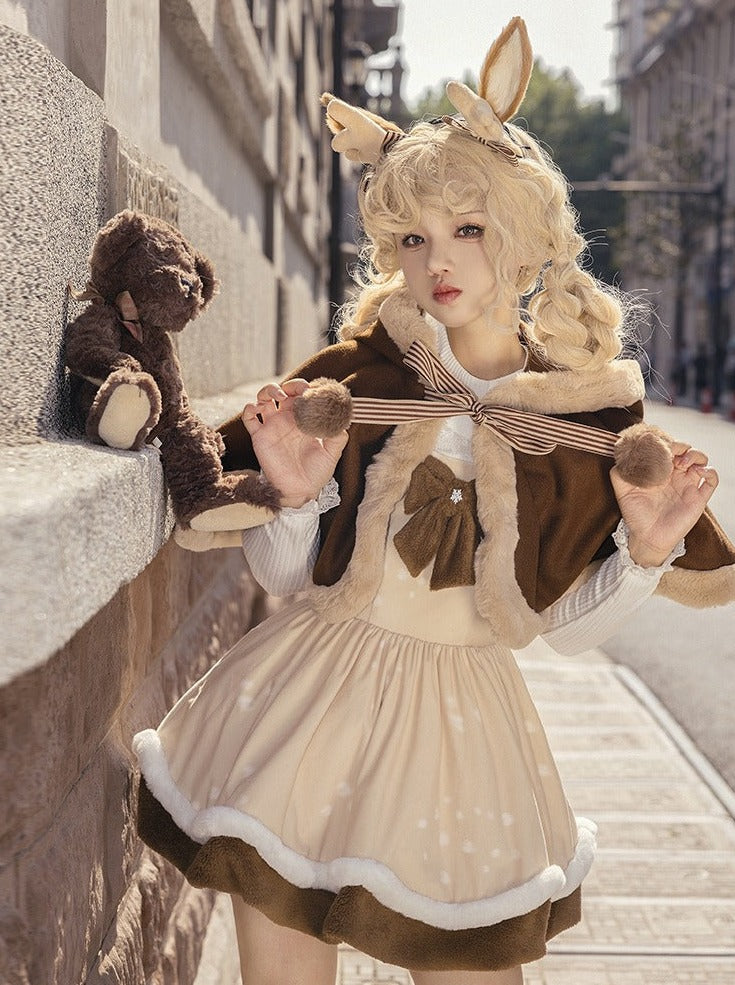 Leg Suspender + Skirt Cape Brown Fur Warmers Fur