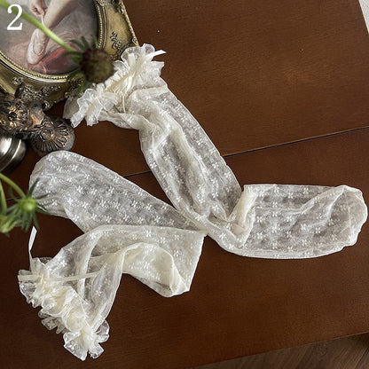 /Lace Ankle Trim Tights/Floral Socks Fishnet Pattern Lace Stockings White Hollow-out Underknee Trims Stockings/Lace