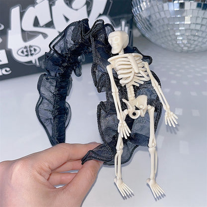 White/Black Halloween Skeleton Lace Trim KC