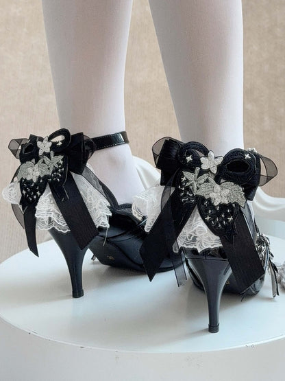 Style in Elegant Accents Heels Lolita with - Black Bow