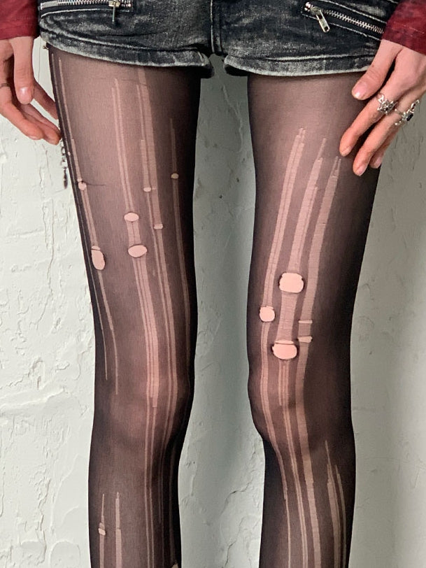 Black Design Cut-out Y2K Tights