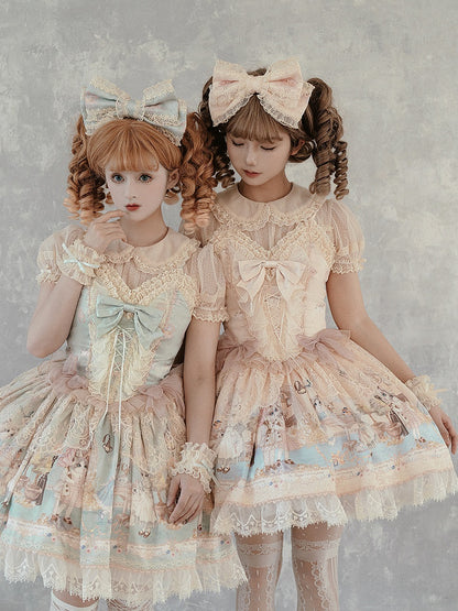 / Beige Pink Bowknot KC Mint Blue