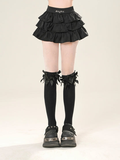 Mini Tiered Skirt High Waist Black/White