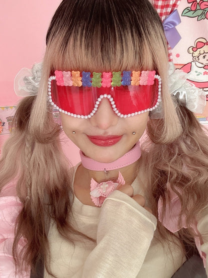 Bear/Star Pink 4 Sunglasses Design Options Beaded Decorated