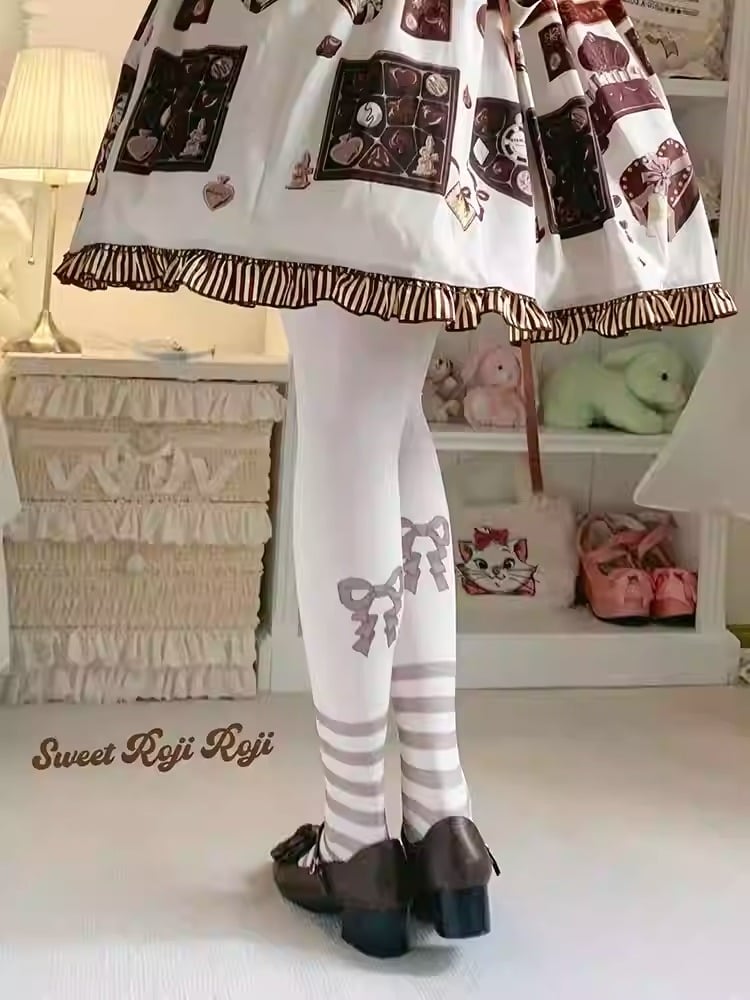 Bunny and Bear Print Sweet Lolita Tights