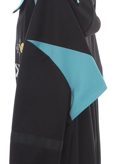 Hooded Techwear Black Futuristic Jacket Blue and Cyberpunk