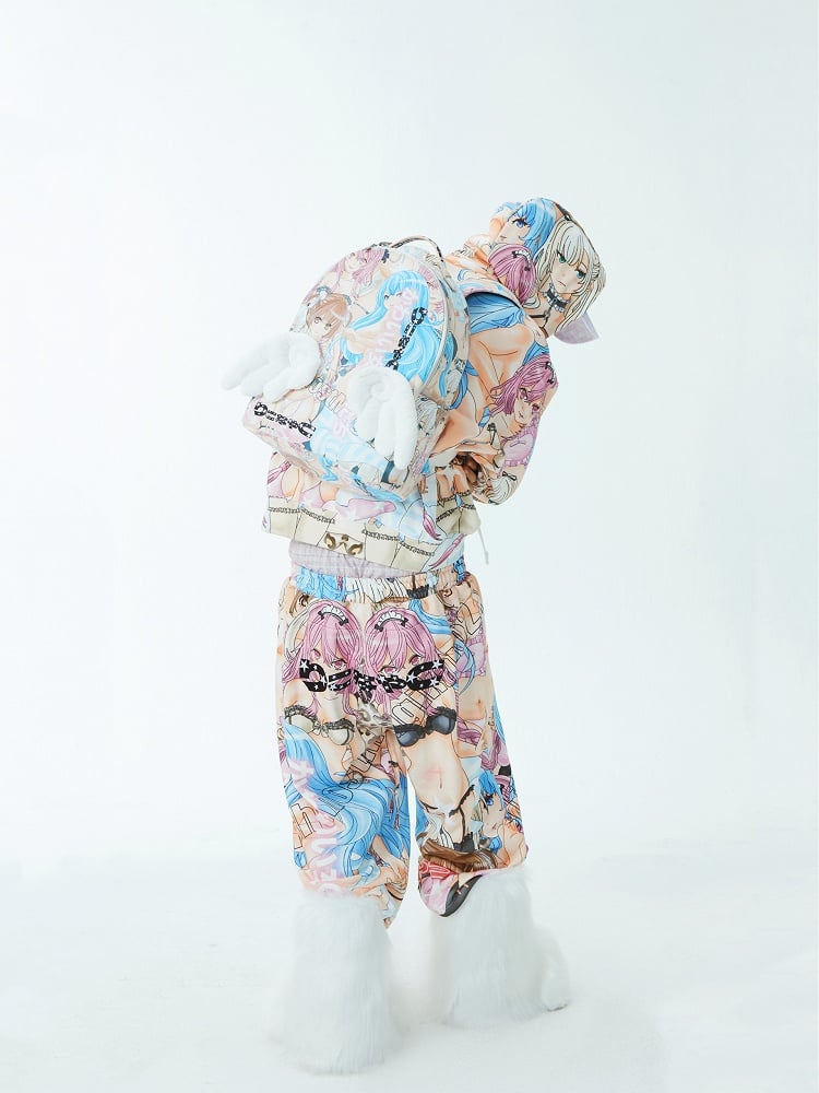 Angel Wings with Backpack Colorful Cartoon Print PU