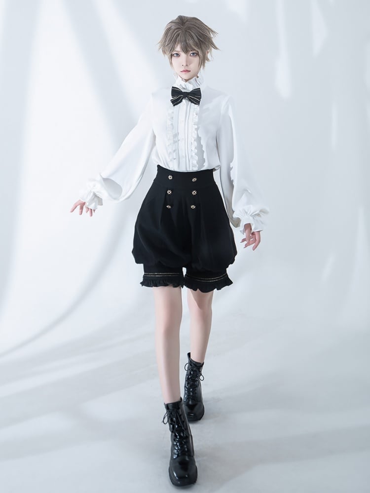 White Prince Ruffle Neckline Ouji Lolita Shirt