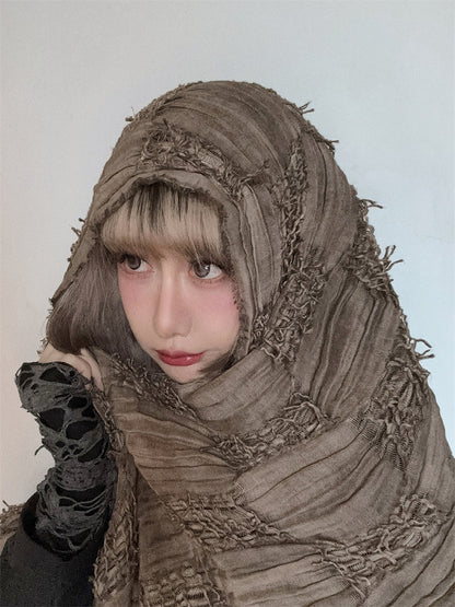 Gray Wasteland Punk Distressed Scarf