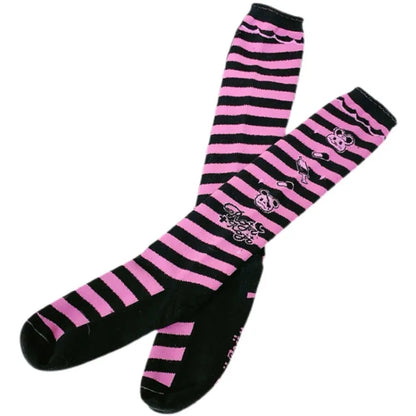 Bunny Print Sweet Lolita Underknee Striped Stockings
