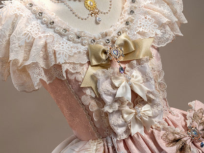 Perlenschleife Akzente Kleid Strass Lolita Pink Prinzessin und