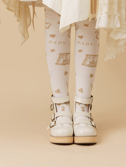 - Platforms Off-white Vintage Round Wood Sole 3 Straps Toe cm Wedge Grain Buckle 3–5