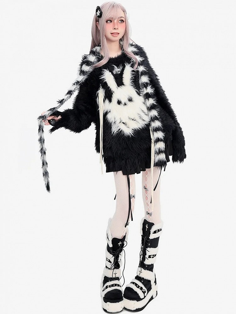 Bunny Ghost Black Loose Sweater