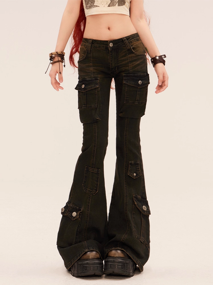 Taschen Flared Jeans Rise Cargo Schwarz Low