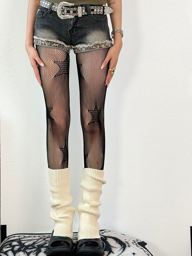 Black Tights Y2K Star Pattern