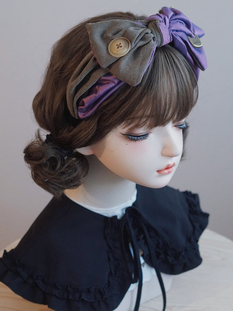 Decorated Button Big KC Pin And Bow Purple