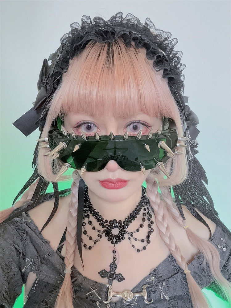 Lunettes de soleil Cyberpunk à clous foncés/blancs/verts/jaunes