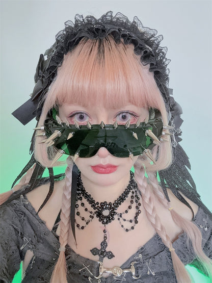 Lunettes de soleil Cyberpunk à clous foncés/blancs/verts/jaunes