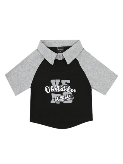 American Polo Letter Top Kurzer Print Retro