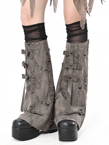 Braune Wasteland Punk Beinwärmer