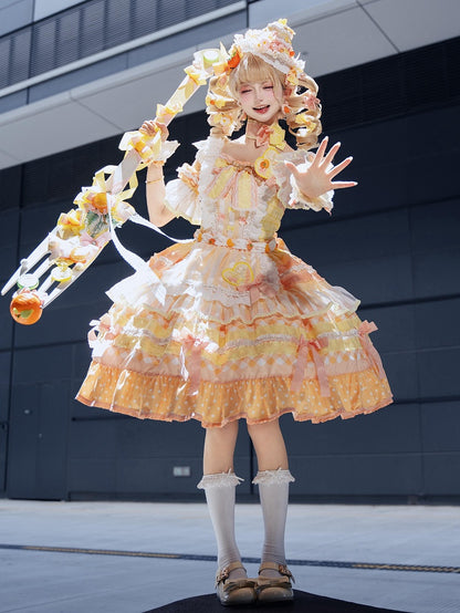 Cake Accents Persimmon Lolita Tiered Bow Orange Sweet Dress Skirt