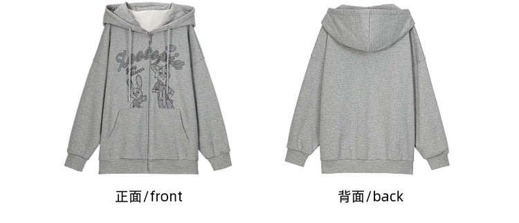 Zootopia Judy and Nick Print Grey Zip Hoodie