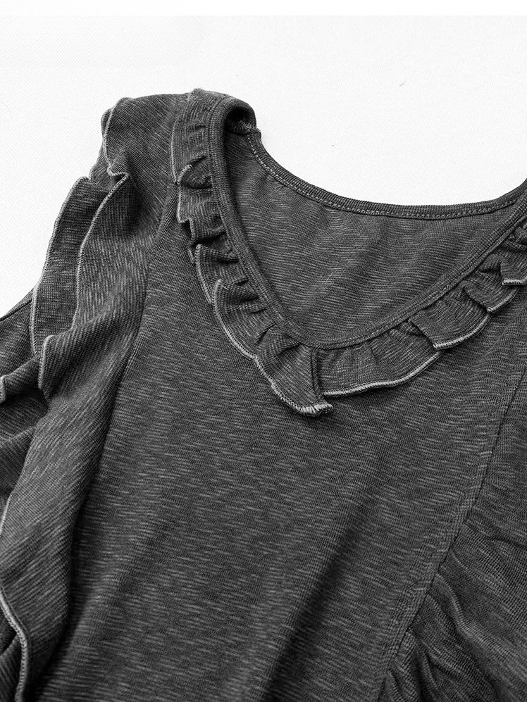 Asymmetrical Bittersweet Trim Hem Ruffles Gray Glamorous