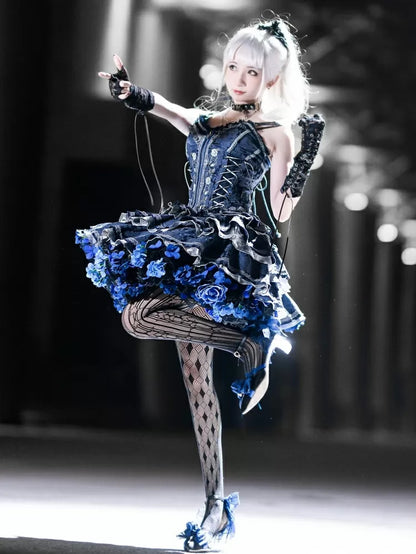Floral Petticoat 35cm/45cm Length BlackBlue-Harvest Spring